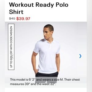 Men’s Reebok White Polo